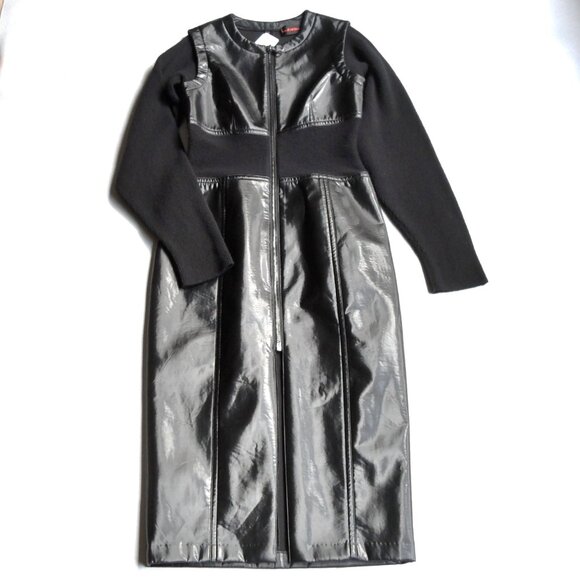 NWT$1050 RUNWAY COLLECTION Yigal Azrouel Knit Long Sleeves Leather Midi Dress 10 - Picture 15 of 16